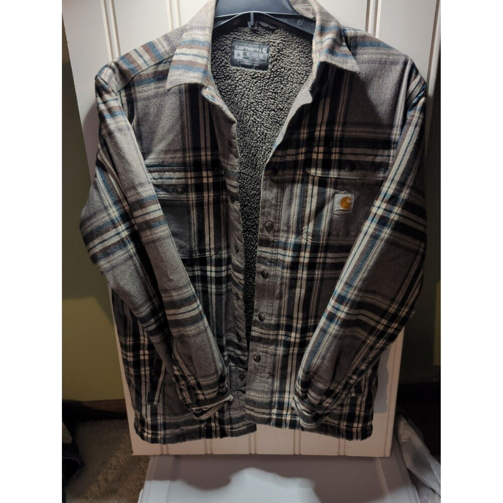 Carhartt Men’s Relaxed Fit Sherpa-Lined Flannel Shirt Jacket (Size M)